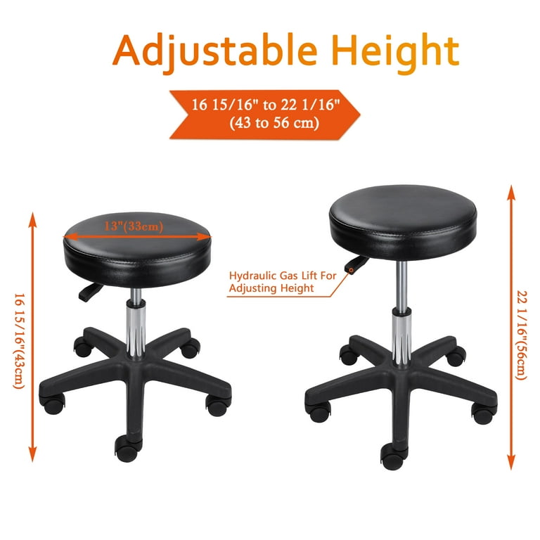 Antlu Rolling Swivel Stool Chair for Office Medical Salon Tattoo Kitchen Massage Work,Adjustable Height Hydraulic Stool with Wheels (Black)