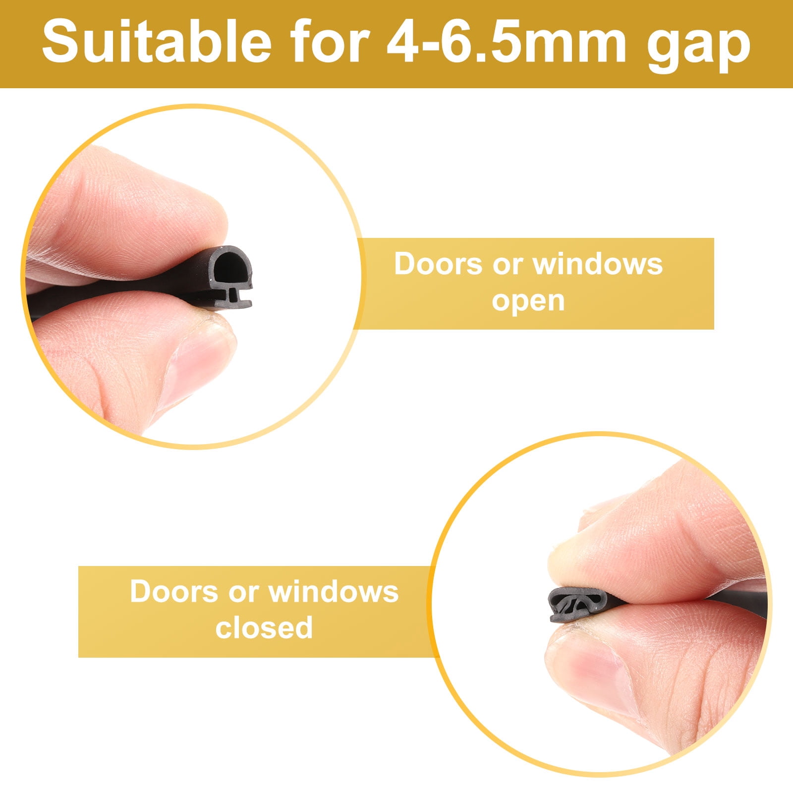 Window Weather Stripping Door Seal, 2 Pack 5/16" Wide Bulb Bubble TPE Weatherstrip Seal for 1/4" Slot (10 m/33 ft, Black)