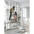 thumbnail image 3 of Vintage Birds Long Shower Curtain Set, Waterproof Shower Curtains for Bathroom, Envelope Postmark Farmhouse Botancial Washable Fabric Cloth Bath Curtain for Bathtub Decoration with Hooks 72x84 Inches, 3 of 6