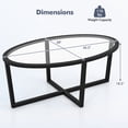thumbnail image 3 of Gymax Modern Glass Coffee Table w/ Cross Base & Acacia Wood Legs for Small Spaces, 3 of 10