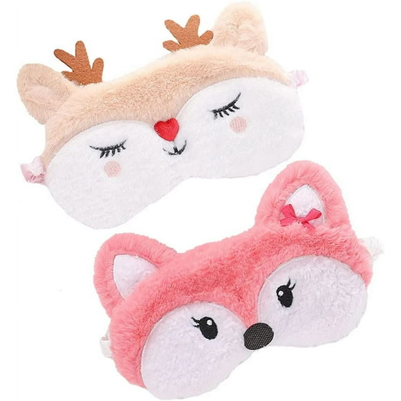 Paquete de 2 Máscaras para Dormir de Animales Meskcv Zorro y Alce