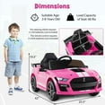 thumbnail image 3 of Costway 12V Licensed Ford Mustang Shelby GT500 Kids Ride on Car with Remote Control Pink, 3 of 10