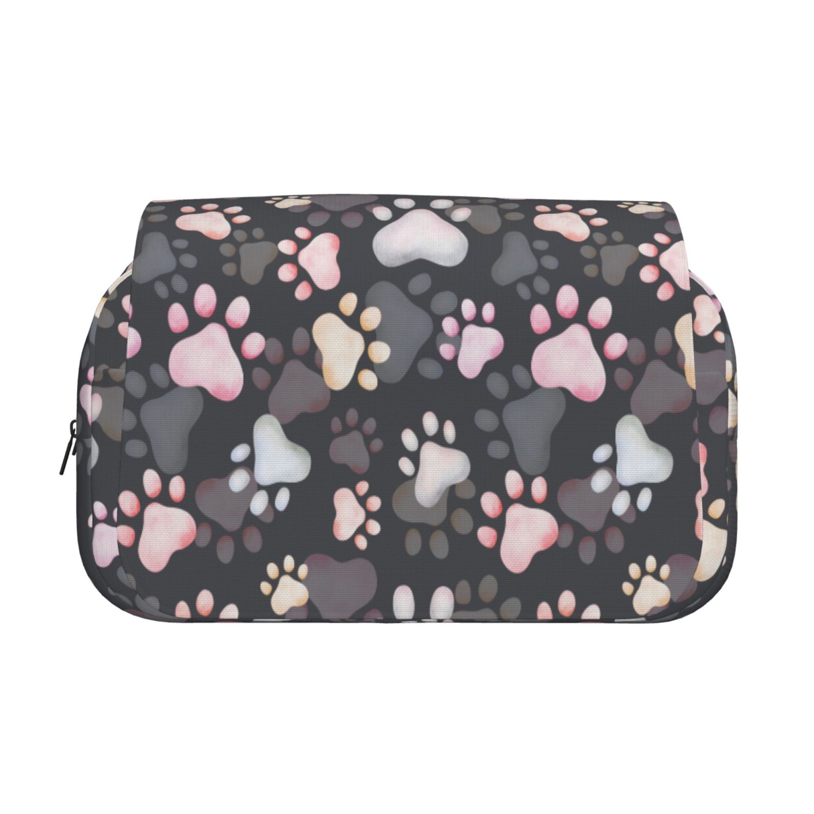 Rateoe Colorful Paws Of Dog Pattern Double Clamshell Pen Case, Storage Organizer with Two Zipper Compartments– Holds Up to 50 Pencils & Pens