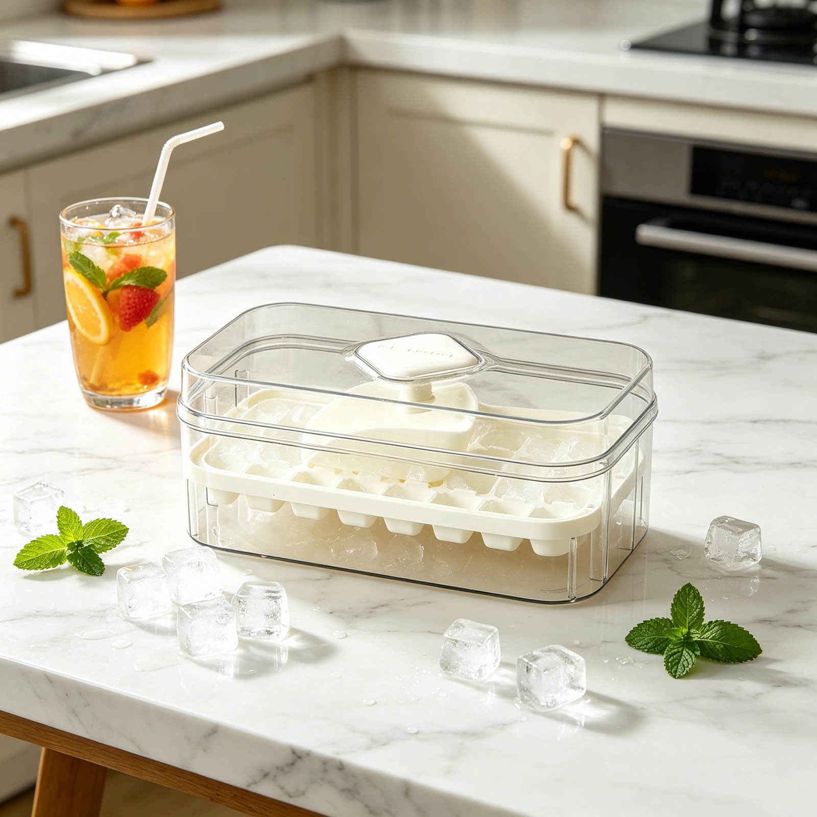 Button With Lid 28 Cavity Silicone Tray Storage And Easy Release Freezer For Home Kitchen Party Small Babies for Ice Cubes Ice Sphere Ice Tray Shapes Big round Silicone Tray Baby Food Food Lots Cubes