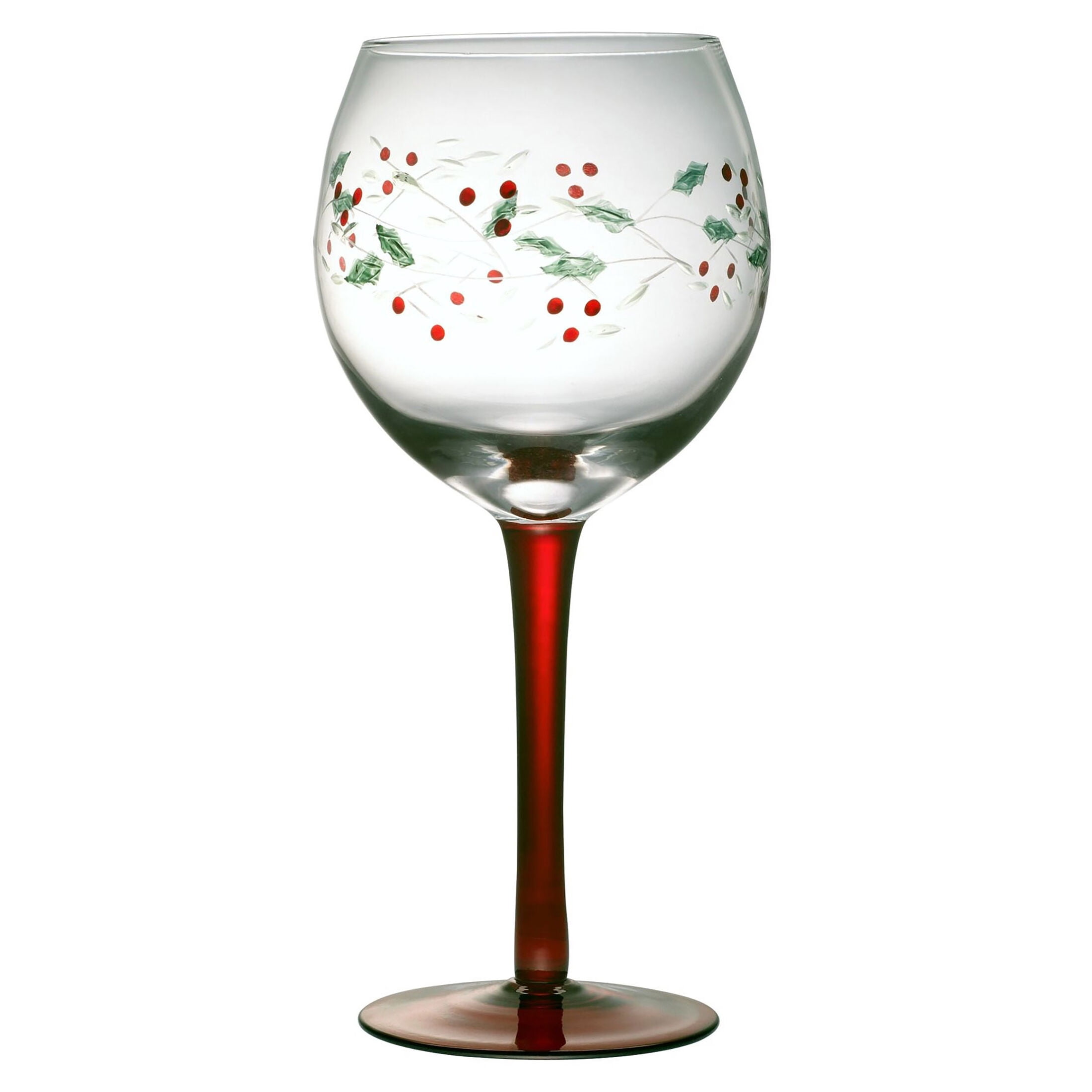 Pfaltzgraff Winterberry 13 oz Hand Painted Glass Wine Goblets, Set or 4