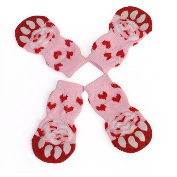 4pcs Mascotas Mascotas Calcetines antideslizantes Conjunto para Pequeño Perro Cats Cuppy Foot Funda Non-Slip Teddy