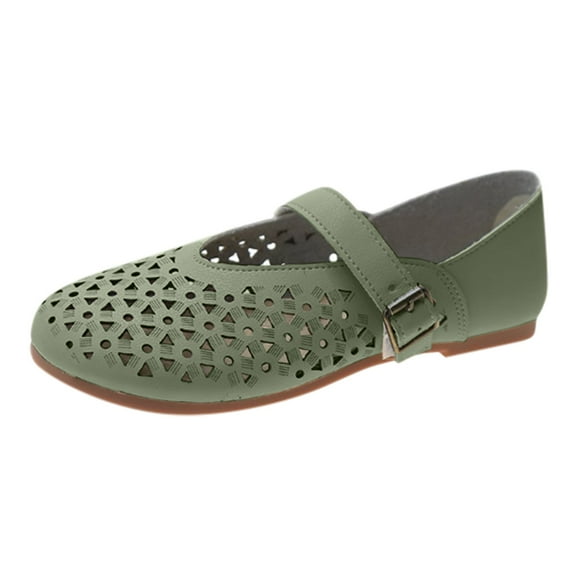 Women's Ballet Flats PU Leather Dress Shoes Comfortable Round Toe Slip on Flats with Breathable Eyelets