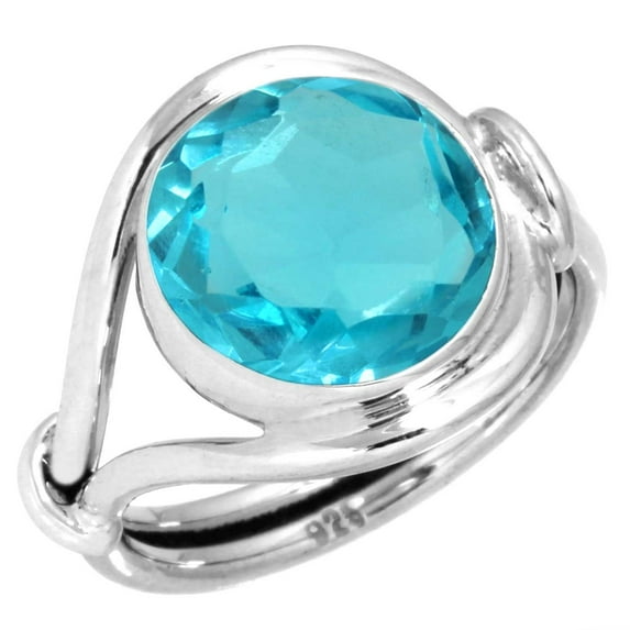 925 Silver Ring For Women - Girls Blue Quartz Stone Silver Ring Size 8 December Birthstone Boho Silver Ring Size 8 Gift For Women On Wedding 925 Silver Jewelry With Gemstone