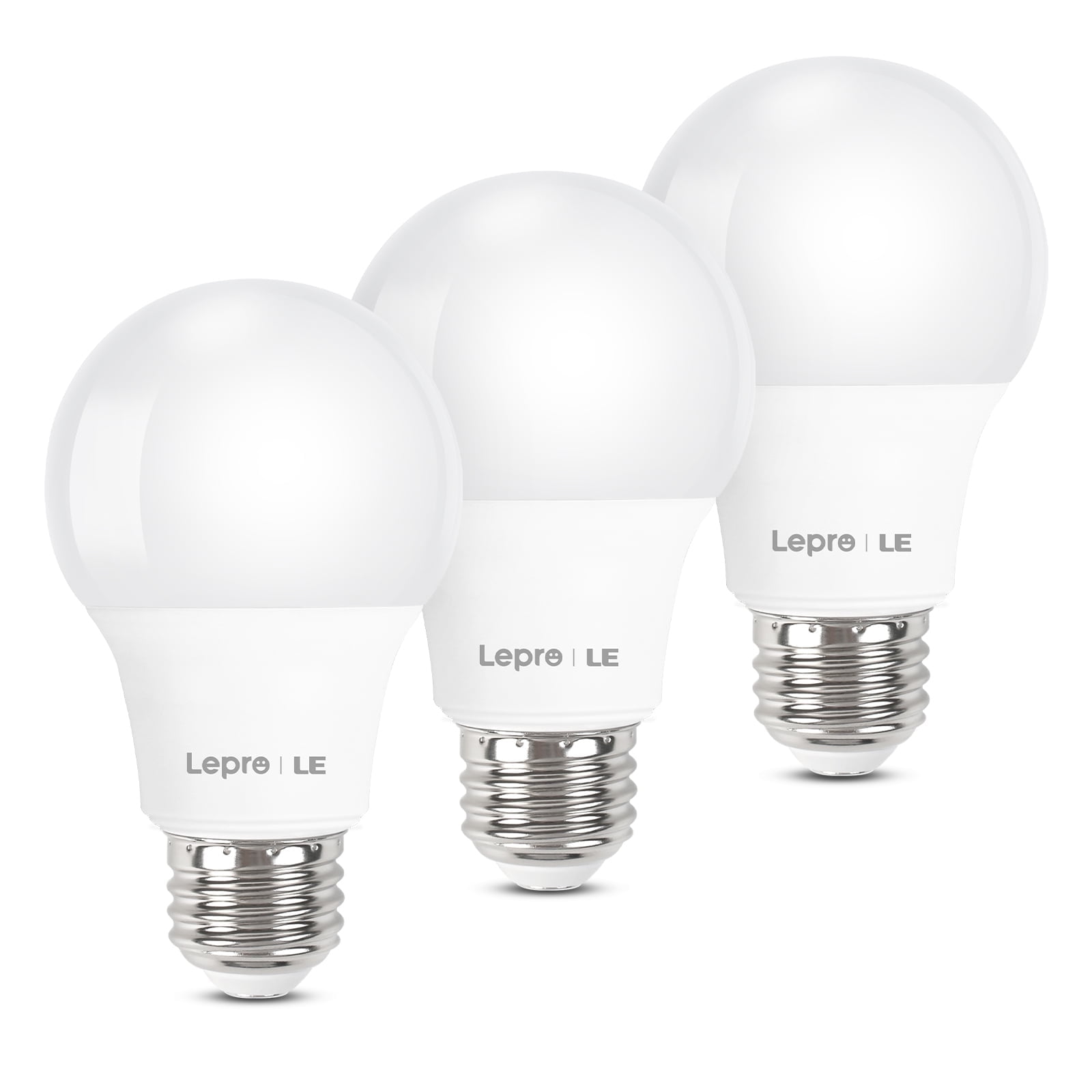 Lepro LED Light Bulbs 60W Eqv , Soft White 2700K, 9W 800LM Non-Dimmable A19 E26 Medium Base, 10000H Lifetime, 3 Pack