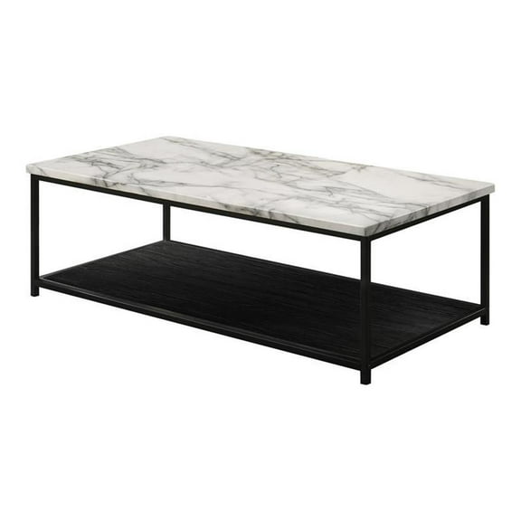 Furniture of America Pris Wood 1-Shelf Coffee Table in White and Black