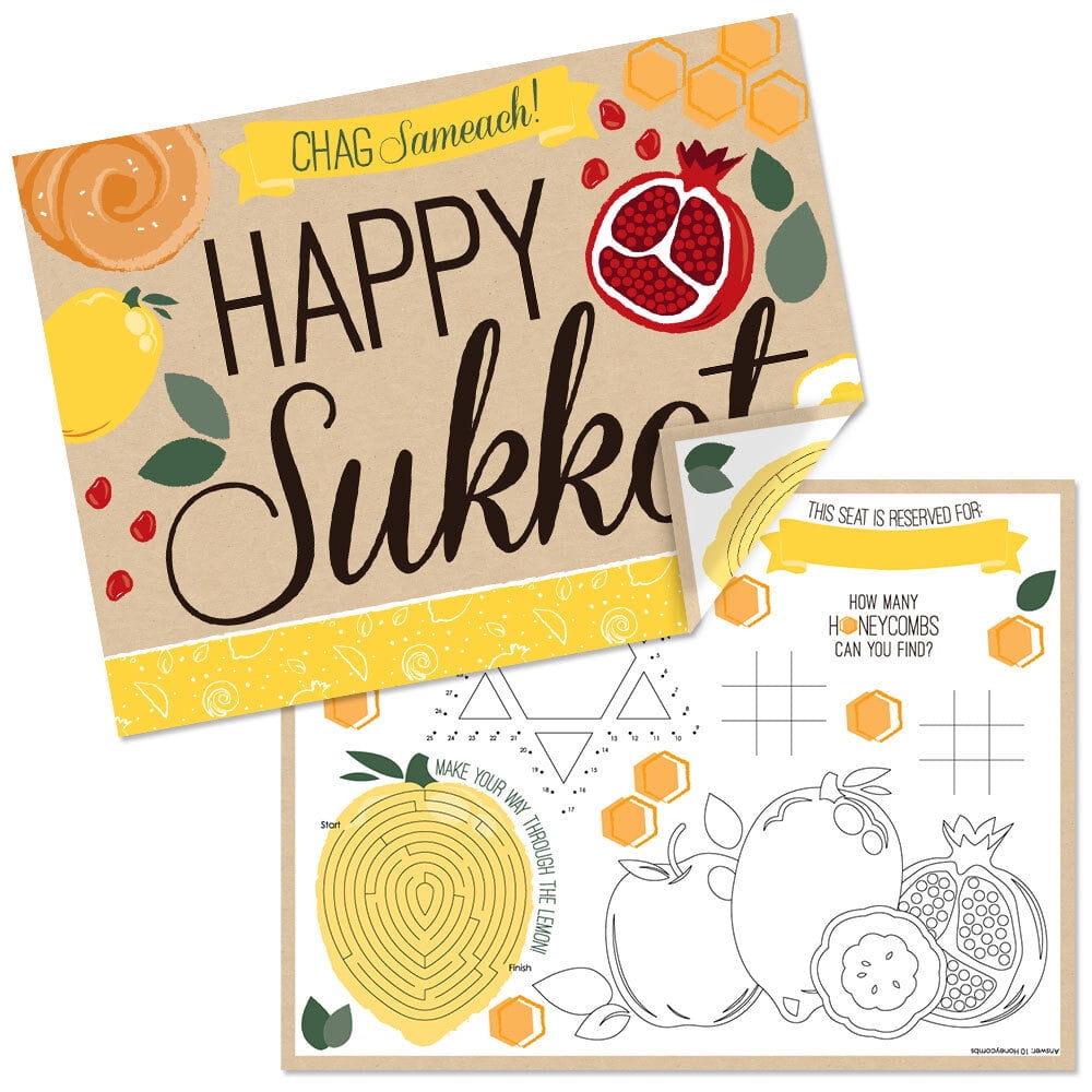 Sukkot Paper Sukkah Jewish Holiday Coloring Sheets Activity Placemats Set Of 16 Walmart Com