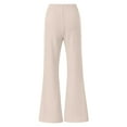 thumbnail image 5 of Bibifish Women's Pants Knit Flare Pants Elastic Waist Ribbed Knit Flared Leg Pants Slim Fit Trendy Workout Home Wear Pants For Ladies, 5 of 5