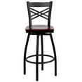 thumbnail image 6 of Flash Furniture HERCULES Series Black ''X'' Back Swivel Metal Barstool - Mahogany Wood Seat, 6 of 7