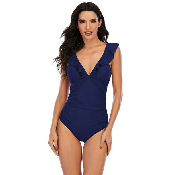 Sexy Triangle Bikini Swimsuit Builtin Bra Onepiece Swimsuit for