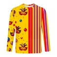 thumbnail image 3 of Men's Mardi Gras Shirts Mask Print Festival Crewneck Versatile Style Tshirt Crewneck Long Sleeve Blouse, 3 of 4
