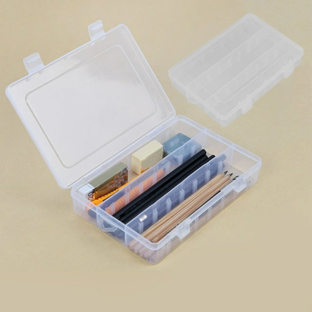 PEONAVET Pen Boxs Transparent Pencil Case with Inserts Plastic Storage Case Pencil Case