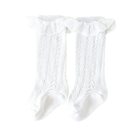 

Baby Girls Sweet Lace Frill Ruffle Socks Breathable Mesh Anti-Slip Medium Tube Socks Spring Summer Casual Infant Socks