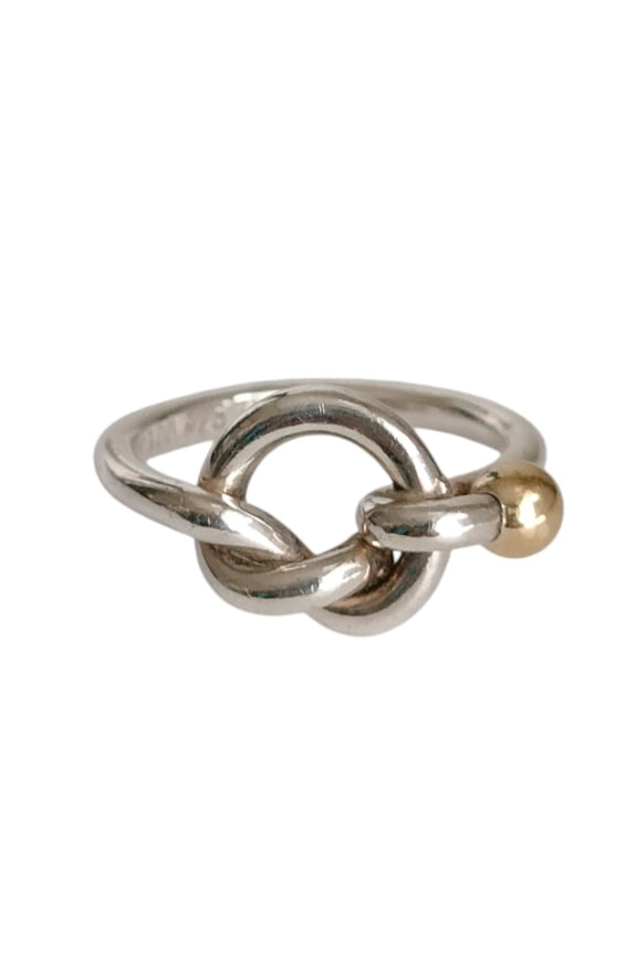Pre-Owned TIFFANY&Co. Tiffany & Co. 750 925 Love Knot Ring, Silver Gold, Women's Jewelry