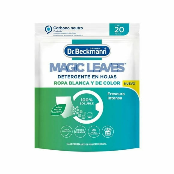 Detergente en hojas Dr Beckmann para ropa blanca y de color frescura intensa 20 hojas