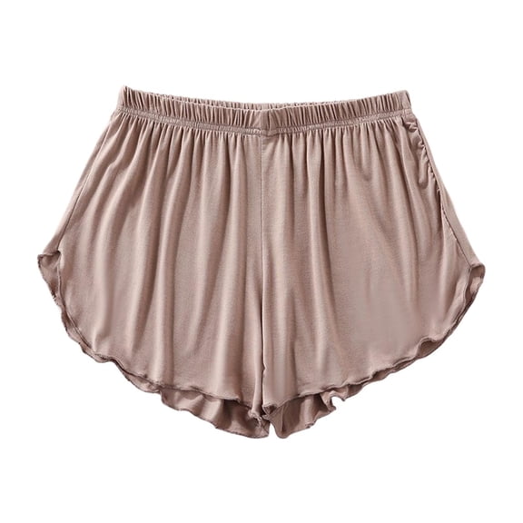 PMVFHDE Womens Cotton Pajama Shorts Summer High Waist Loose Fit Solid Color With Ruffle Trim Casual Womens Shorts Bottoms 2026 Khaki,M