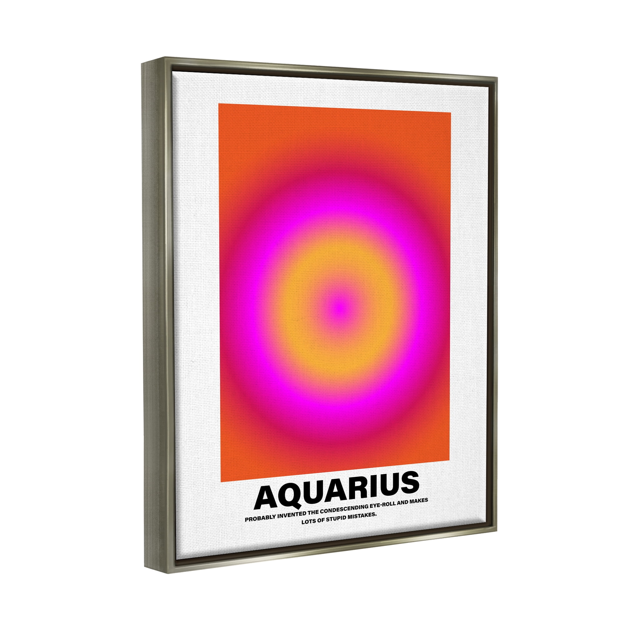 Stupell Industries Funny Aquarius Astrology Abstract Painting Gray Floater Framed Canvas Art Print Wall Art, 17 x 21