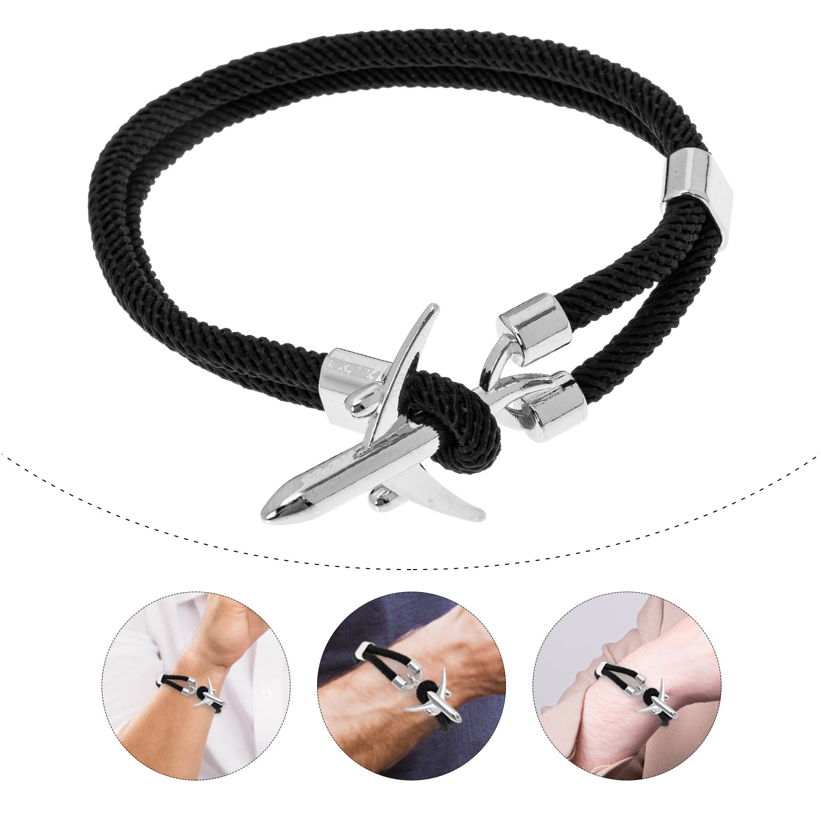 Amazon.com: Ramaix Airplane Anchor Bracelet Leather Rope Adjustable Charm  Pilot Jewelry Flight Attendants Fashion Aviator Style for Men Woman  (Black): Clothing, Shoes & Jewelry