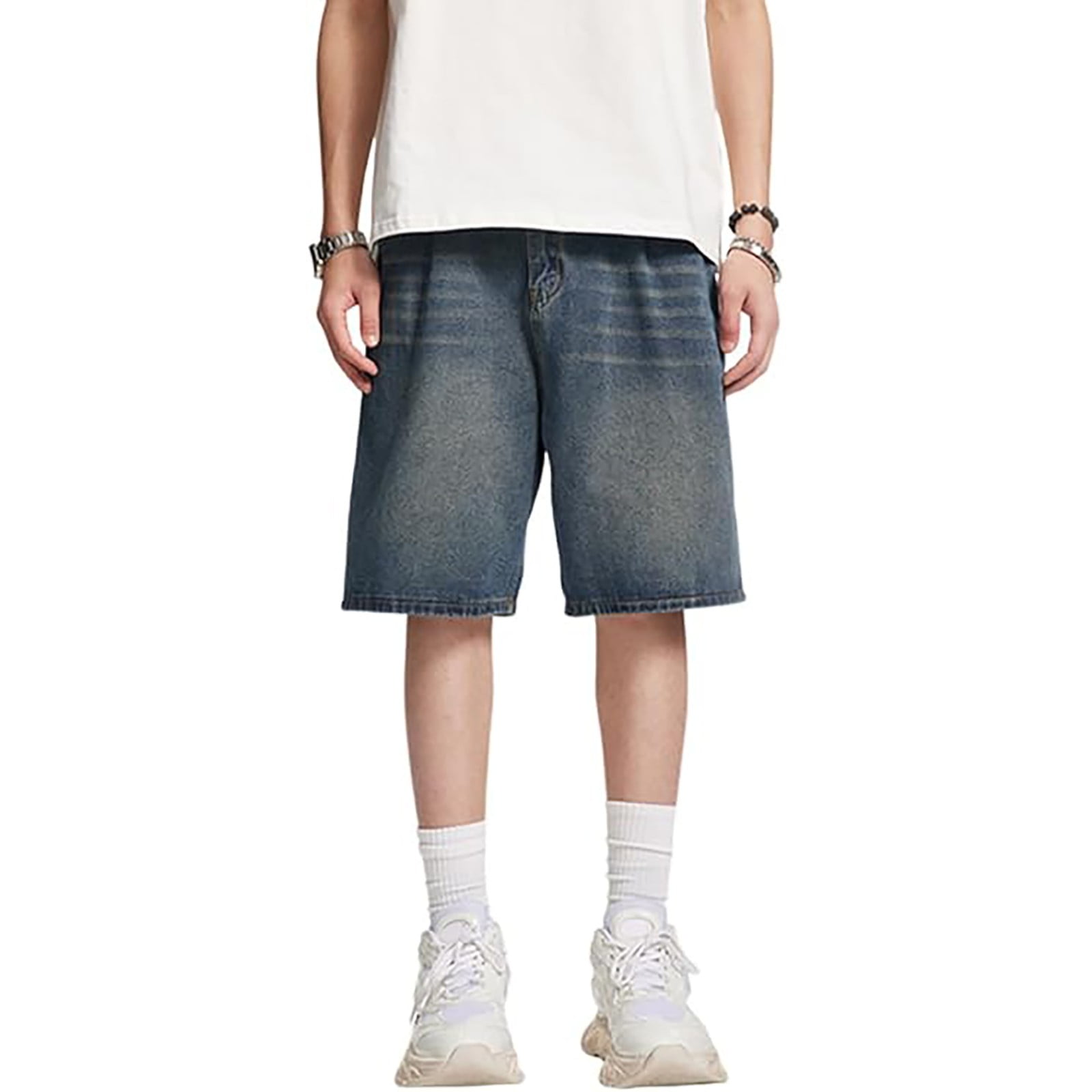 Baggy Jean Shorts Men, y2k Jorts Cargo Elastic Waisted, Mens