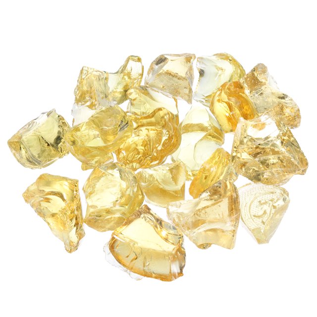 Fire Glass for Fire Pit, 2-3mm(1/9") High Luster Natural Glass Rocks, Yellow