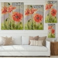 thumbnail image 4 of Designart 'Blossoming Poppies At Dawn' Traditional Print on Natural Pine Wood, 4 of 5