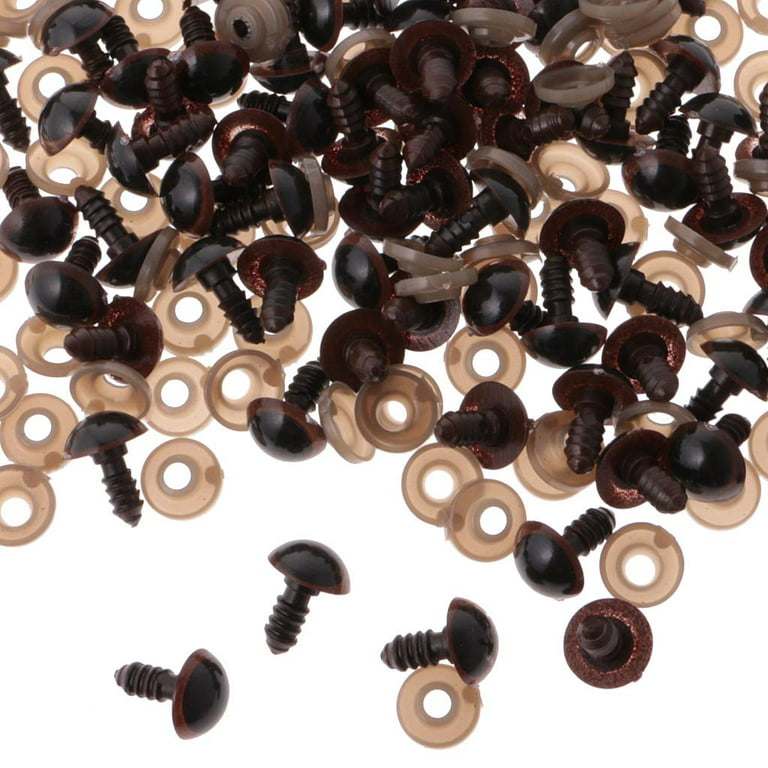 100 Pieces 6mm / 8mm Safety Eyes Eyes Doll Doll , Brown, 12mm, Size: 12 mm