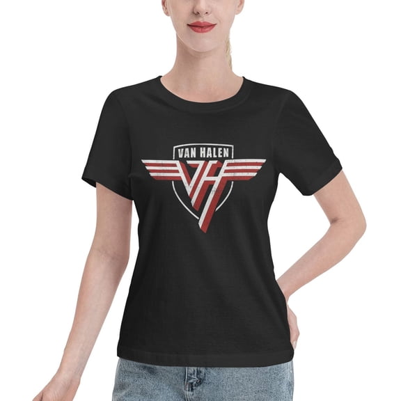 Big girls tee for Van.1986 Halen tee Casual Short sleeve Crewneck T Shirt Small