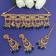 thumbnail image 2 of Efulgenz Indian Jewelry Choker Necklace Maang Tikka Earrings Bollywood Wedding Crystal Kundan Necklace Earrings Head Chain Set, 2 of 6