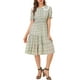 thumbnail image 1 of INSPIRE CHIC Vestido Midi de Gasa a Cuadros con Volantes y Fruncido para Mujer Verde Rosa L, 1 of 7