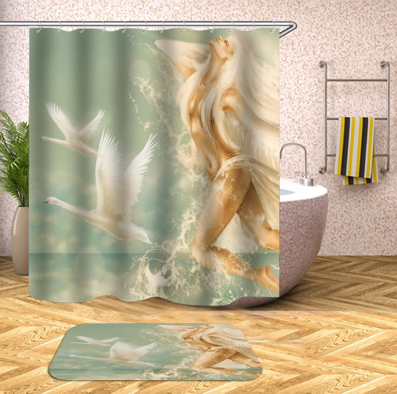 Cartoon girl Shower Curtain , Bathroom Decor , Shower Curtains floor