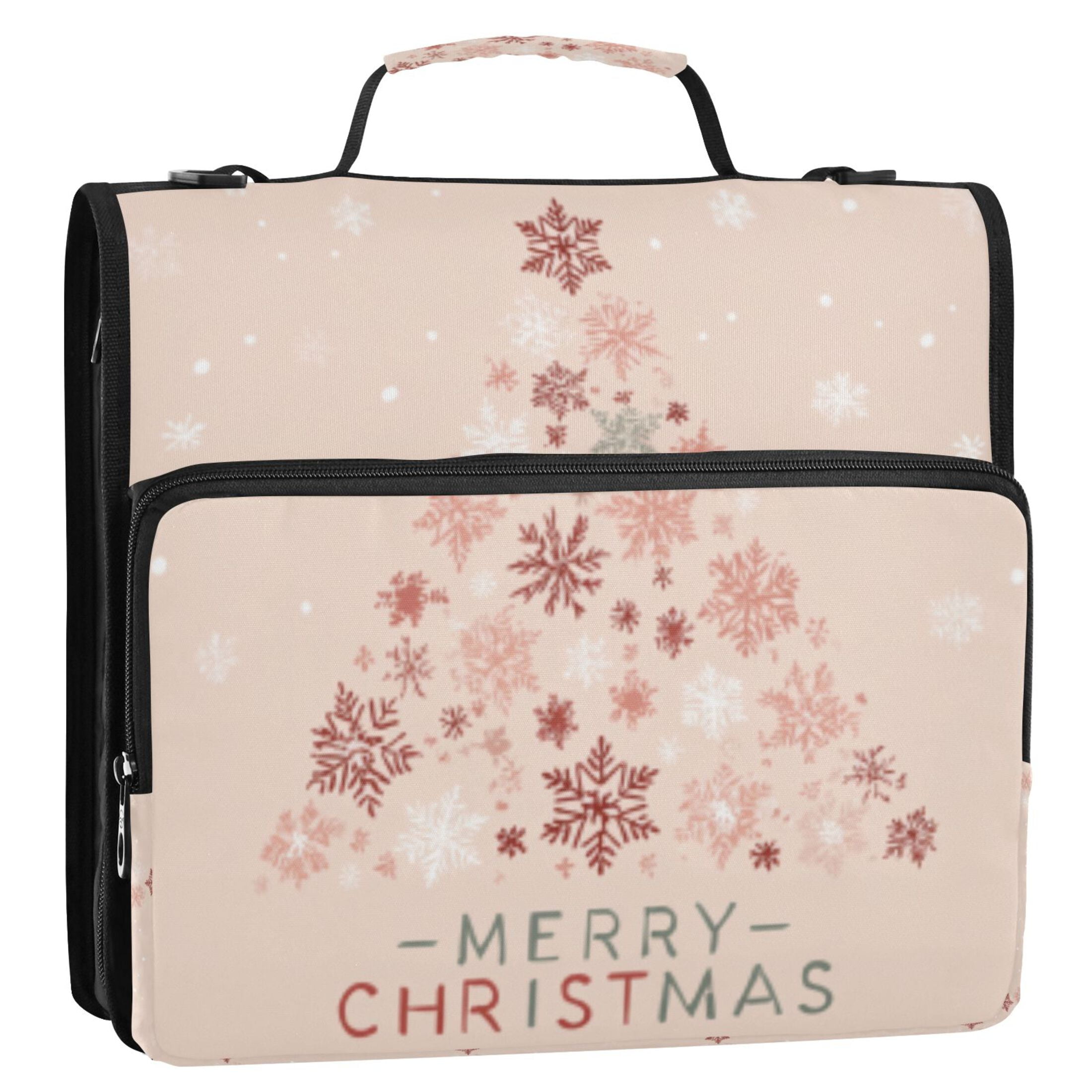 DIXRUYEE Zipper Binder trapper keeper Documents Organized Soft Snowfall Christmas Tree Printed