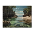 thumbnail image 3 of Designart "Retreat Among Beach Rocks II" Landscapes Print on Natural Pine Wood, 3 of 5
