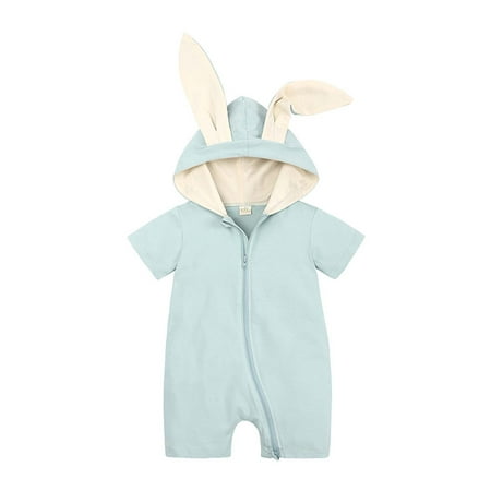 

REORIAFEE Newborn Infant Bodysuit Floral Overalls Rabbit Ears Hooded Short Sleeve Shorts Romper Kids Playsuit Overalls Overall Jumpsuit Athletic Romper Casusl Outfits for Kids 6-9 Months