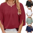 thumbnail image 2 of XISAOK Elegant Women 3/4 Sleeve Summer Blouses Loose Casual Tops Pleated Shirts, 2 of 17