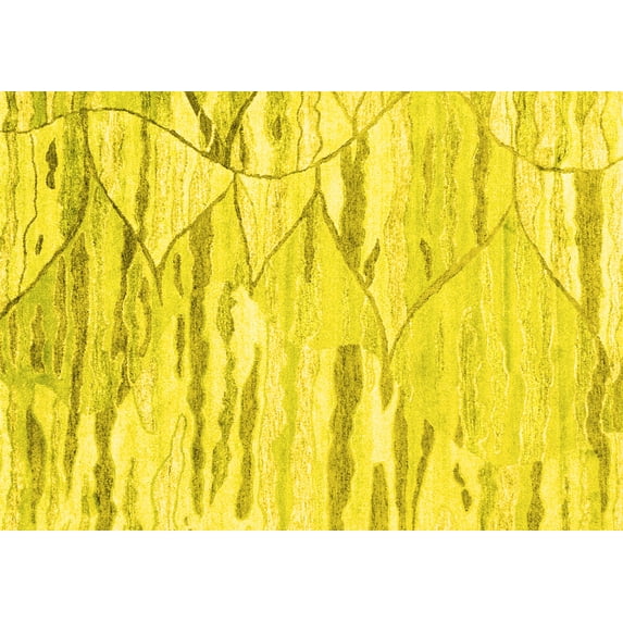 Ahgly Company Indoor Rectangle Abstract Yellow Contemporary Area Rugs, 4' x 6'