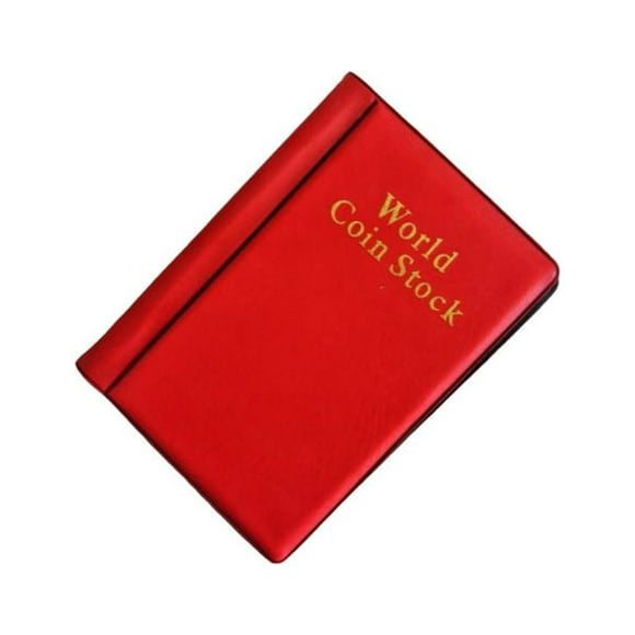 Billuyoard Libro de almacenamiento de billetes, carpeta de monedas portátil, contenedor de páginas conmemorativas profesionales, capacidad negra Almacenamiento y organización del hogar Rojo