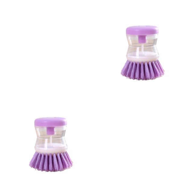 Kearding Cepillo para utensilios de cocina Reemplazo antideslizante Color sólido Recargable Cepillos de limpieza con dispensador de Púrpura 2Conjunto