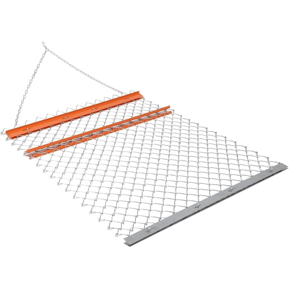 QinaQin 4FT x 5FT Drag Chain Harrow for Agriculture,Landscape Leveling Rake and Gravel Driveway Leveler,Robust Tractor Attachment for Soil Prep,Field Maintenance,Orange