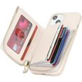 thumbnail image 6 of iPhone 13 Phone case Wallet with Zipper Card Holders for Women, iPhone 13 Case Wallet with Credit Card with Ring Kickstand Zipper Stand Case for iPhone13 - Off-White, 6 of 18
