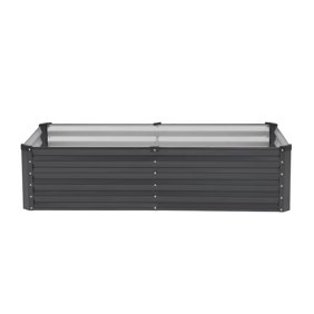KFFKFF Galvanized Metal Garden Bed, Dimensions 6 x 3 x 1.5 ft, Open Bottom Outdoor Planter Box, Dark Gray, Large Raised Bed for Cultivating Vegetables, Flowers, Herbs, and Succulent Plants