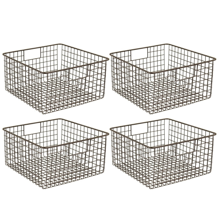 mDesign Metal Kitchen Food Drawer Organizer Basket with Handles, 4 Pack -  Bronze
