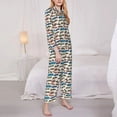 thumbnail image 3 of Fotbe Train Conjunto de Pijama de Manga Larga para Mujer con Estampado, Ropa de Dormir de 2 Piezas, Conjunto de Casa Suave y Cómodo con Bolsillos-X-Large, 3 of 7