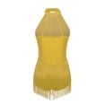 thumbnail image 4 of inlzdz Women's Shiny Sequin Jazz Latin Dance Leotard Tassel Hem Bodysuit Rumba Samba Dancing Outfit Gold XXL, 4 of 5