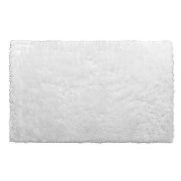 Aileen Faux Sheepskin Fur Area Rug White Rectangular 5x3