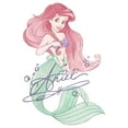 thumbnail image 2 of Men's The Little Mermaid Ariel Watercolor Signature  Baseball Graphic Tee White/Black Medium, 2 of 4