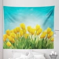 thumbnail image 1 of Flowers Tapestry, Blooming Yellow Tulips on Aqua Color Palette Backdrop Dutch Garden, Fabric Wall Hanging Decor for Bedroom Living Room Dorm, 5 Sizes, Turquoise Mustard and Green, by Ambesonne, 1 of 1